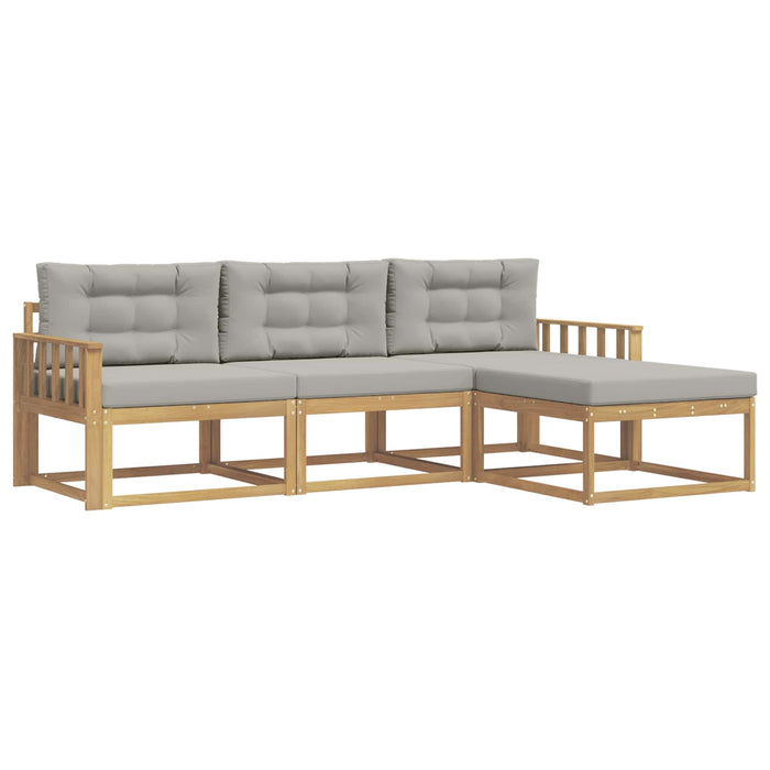 Set de canapele de exterior 4 pcs Alb și gri deschis Poliester WALTI