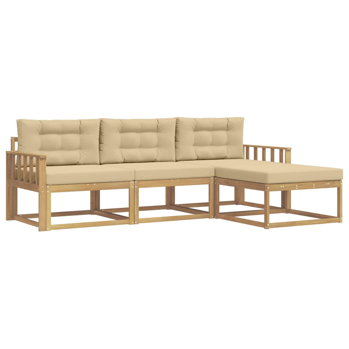 Set de canapele de exterior cu pernă 4 pcs Alb și Bej Poliester WALTI