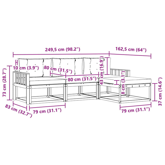 Set de canapele de exterior cu pernă 4 pcs Alb și Bej Poliester WALTI