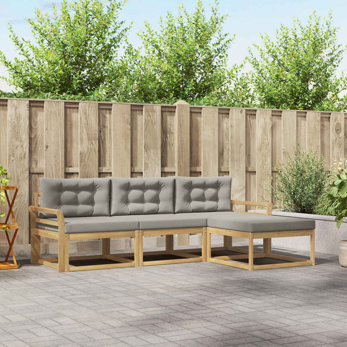 Set de canapele de exterior 4 pcs Alb și gri deschis Poliester WALTI