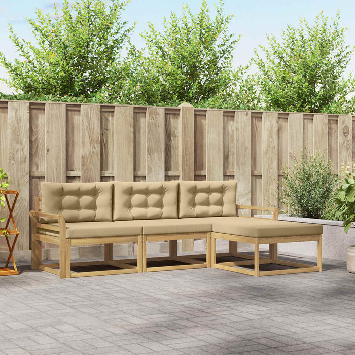 Set de canapele de exterior cu pernă 4 pcs Alb și Bej Poliester WALTI