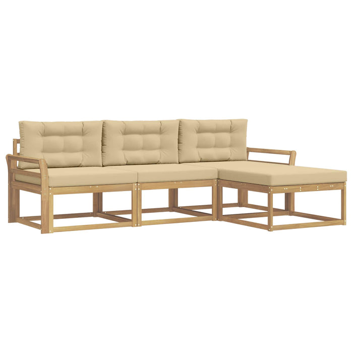 Set de canapele de exterior cu pernă 4 pcs Alb și Bej Poliester WALTI