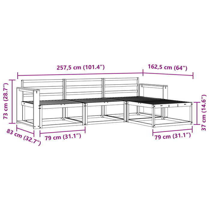 Set de canapele de exterior 4 pcs Alb 257,5 x 162,5 x 73 cm WALTI