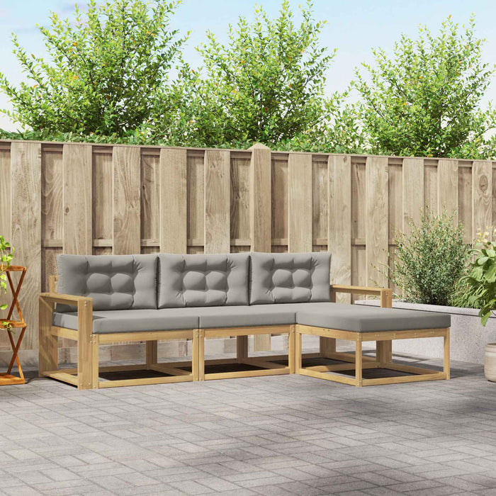 Set de canapele de exterior 4 pcs Alb și gri deschis Poliester WALTI