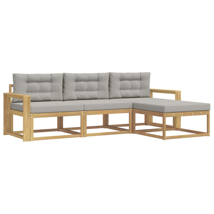 Set de canapele de exterior 4 pcs Alb și gri deschis Poliester WALTI