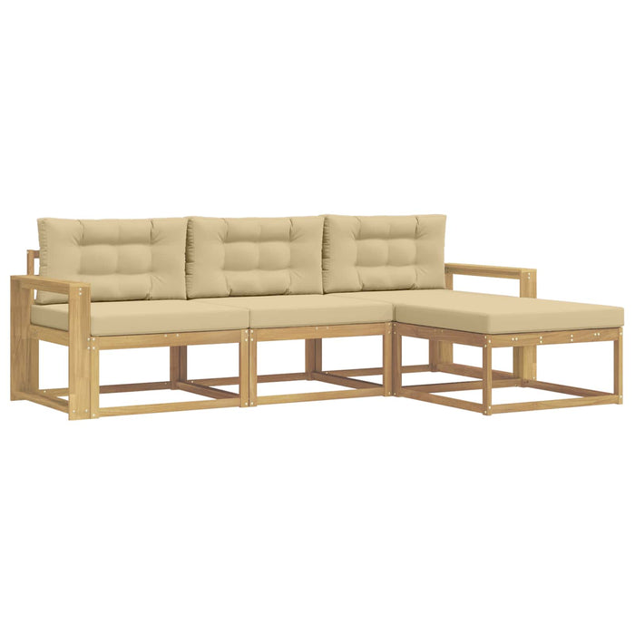 Set de canapele de exterior cu pernă 4 pcs Alb și Bej Poliester WALTI