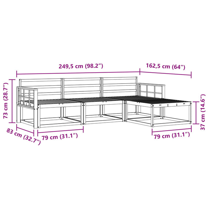 Set de canapele de exterior 4 pcs Alb 249,5 x 162,5 x 73 cm WALTI