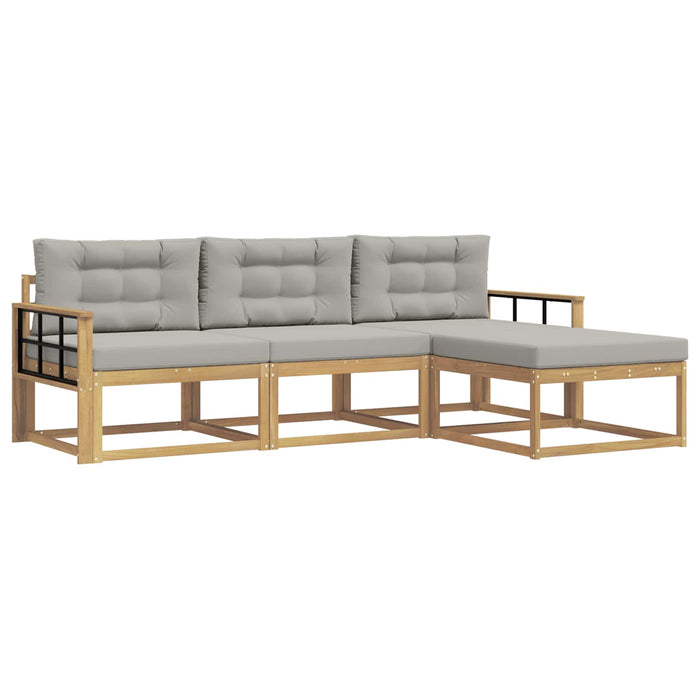 Set de canapele de exterior 4 pcs Alb și gri deschis Poliester WALTI