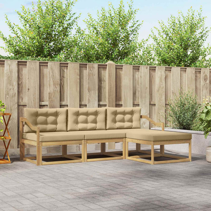 Set de canapele de exterior cu pernă 4 pcs Alb și Bej Poliester WALTI