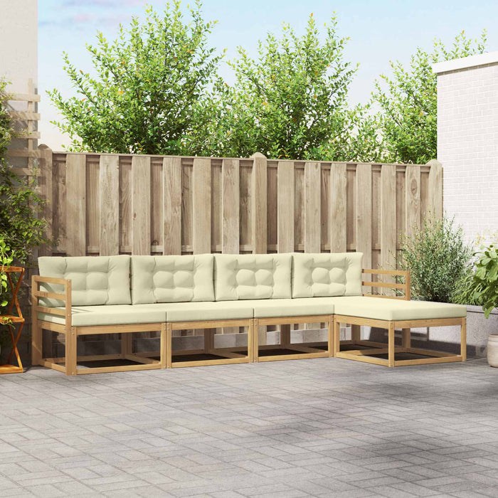 Set de canapele de exterior 4 pcs Alb și crem Poliester WALTI