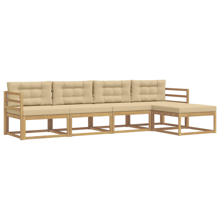 Set de canapele de exterior cu pernă 4 pcs Alb și Bej Poliester WALTI