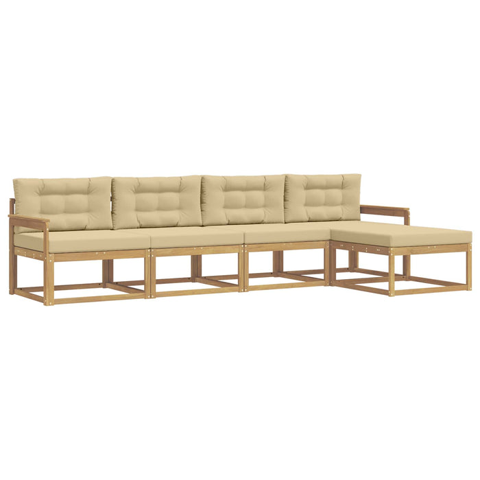 Set de canapele de exterior cu pernă 4 pcs Alb și Bej Poliester WALTI