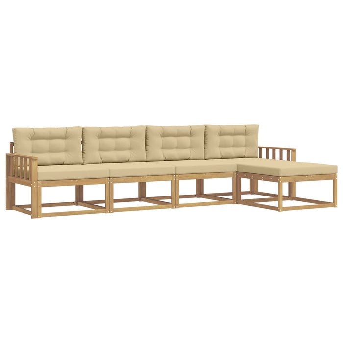 Set de canapele de exterior cu pernă 4 pcs Alb și Bej Poliester WALTI