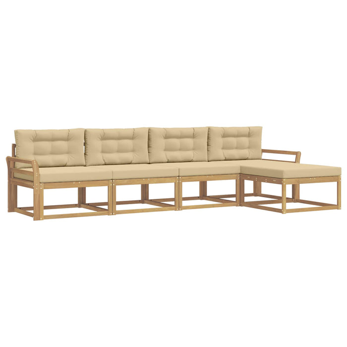 Set de canapele de exterior cu pernă 4 pcs Alb și Bej Poliester WALTI