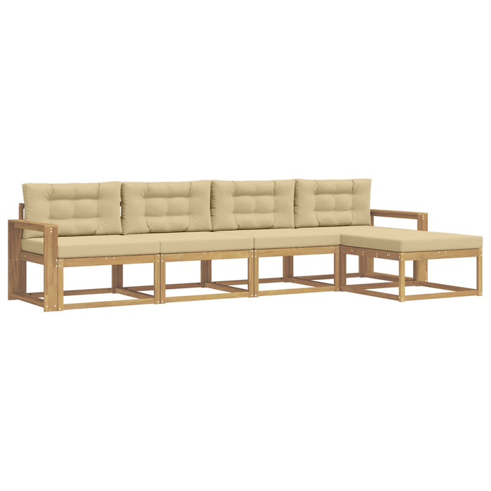 Set de canapele de exterior cu pernă 4 pcs Alb și Bej Poliester WALTI