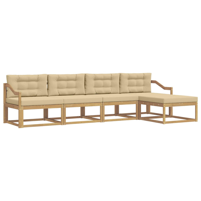 Set de canapele de exterior cu pernă 4 pcs Alb și Bej Poliester WALTI