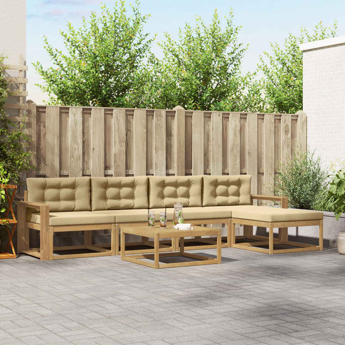 Set de canapele de exterior 6 pcs Alb și Bej 79 x 79 x 37 cm WALTI
