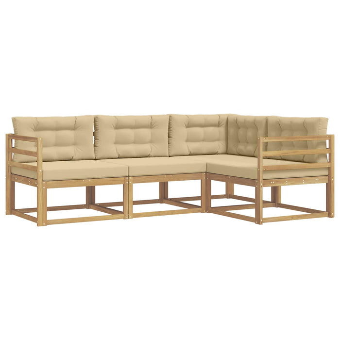Set de canapele de exterior cu pernă 3 pcs Alb și Bej Poliester WALTI