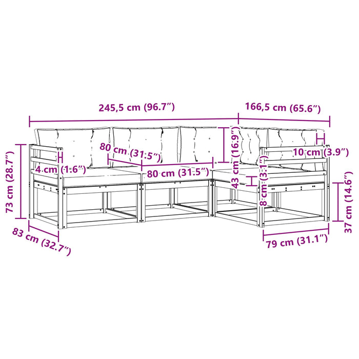 Set de canapele de exterior cu pernă 3 pcs Alb și Bej Poliester WALTI