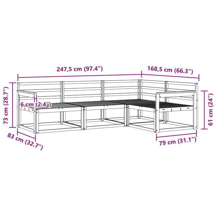 Set de canapele de exterior 4 pcs Alb 247,5 x 168,5 x 73 cm WALTI