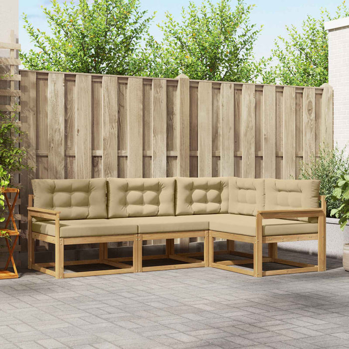 Set de canapele de exterior cu pernă 3 pcs Alb și Bej Poliester WALTI
