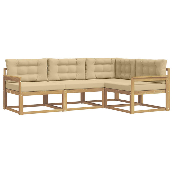 Set de canapele de exterior cu pernă 3 pcs Alb și Bej Poliester WALTI