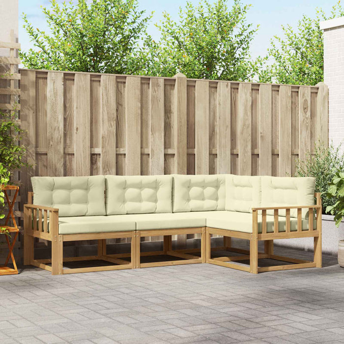 Set de canapele de exterior 3 pcs Alb și crem Poliester WALTI