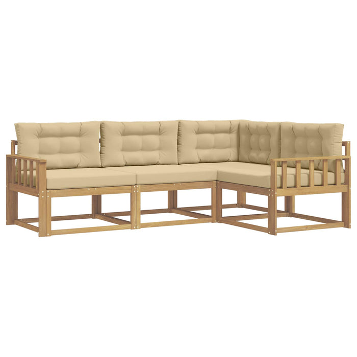 Set de canapele de exterior cu pernă 3 pcs Alb și Bej Poliester WALTI