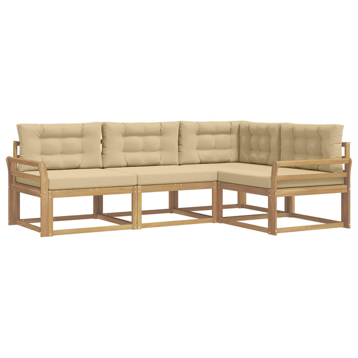 Set de canapele de exterior cu pernă 3 pcs Alb și Bej Poliester WALTI