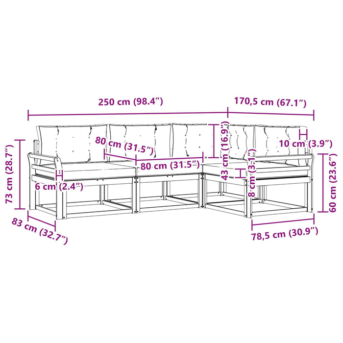 Set de canapele de exterior cu pernă 3 pcs Alb și Bej Poliester WALTI