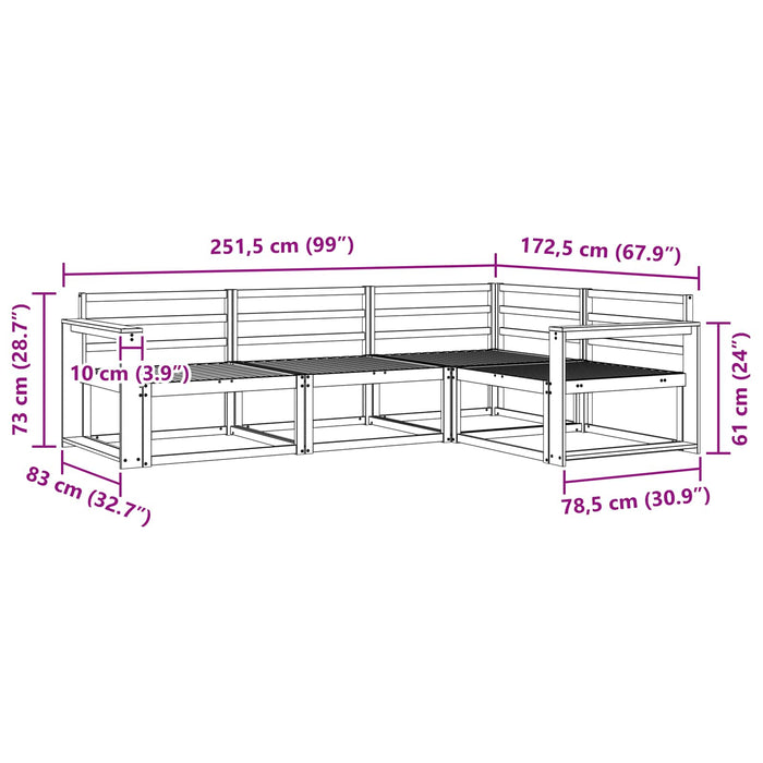 Set de canapele de exterior 4 pcs Alb 251,5 x 172,5 x 73 cm WALTI