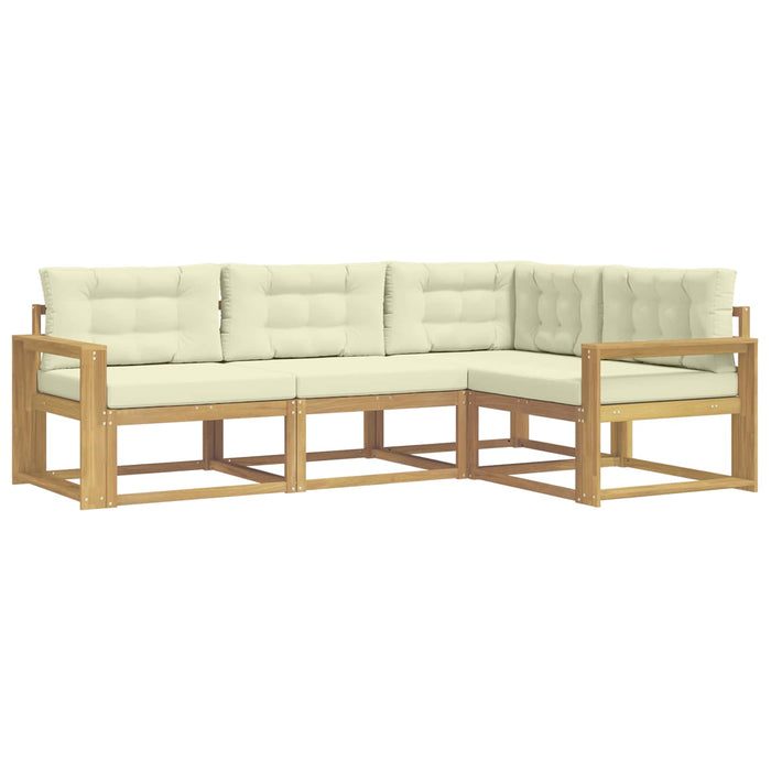 Set de canapele de exterior 3 pcs Alb și crem Poliester WALTI