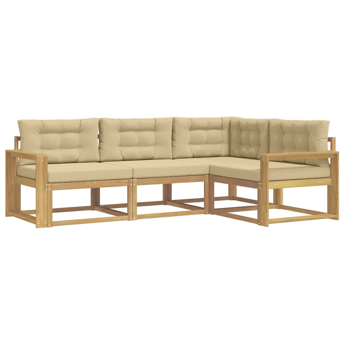 Set de canapele de exterior cu pernă 3 pcs Alb și Bej Poliester WALTI
