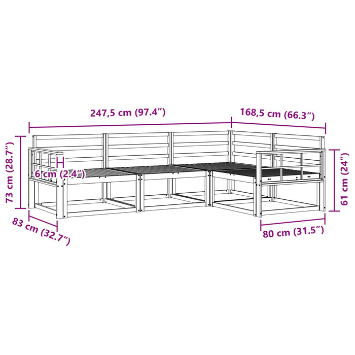 Set de canapele de exterior 4 pcs Alb 247,5 x 168,5 x 73 cm WALTI