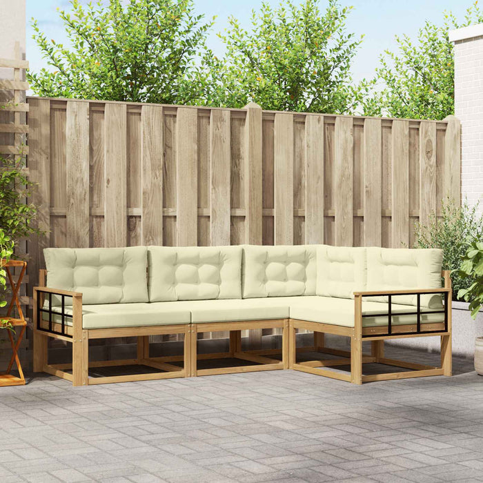 Set de canapele de exterior 3 pcs Alb și crem Poliester WALTI