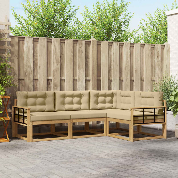 Set de canapele de exterior cu pernă 3 pcs Alb și Bej Poliester WALTI