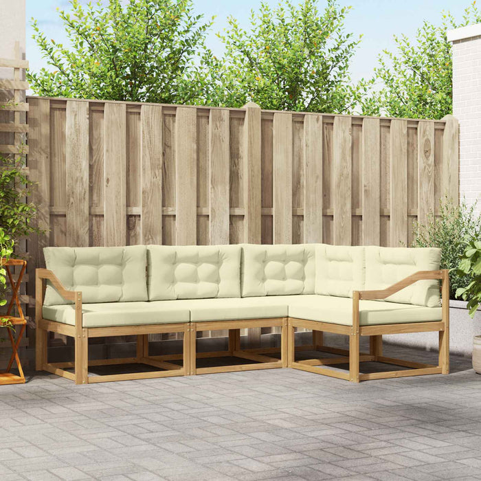 Set de canapele de exterior 3 pcs Alb și crem Poliester - WALTI WALTI