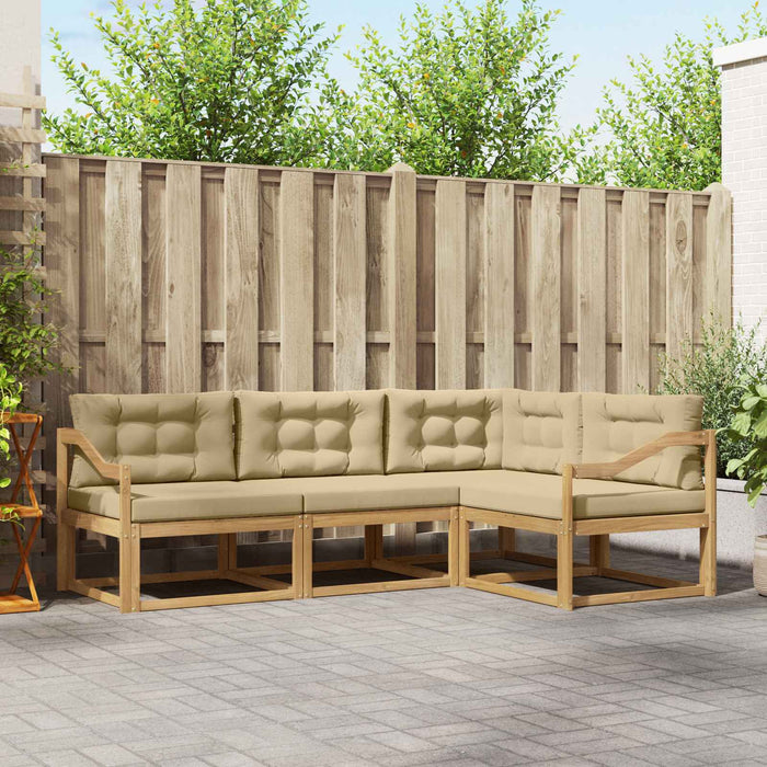 Set de canapele de exterior cu pernă 3 pcs Alb și Bej Poliester WALTI