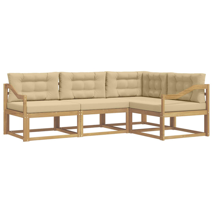 Set de canapele de exterior cu pernă 3 pcs Alb și Bej Poliester WALTI
