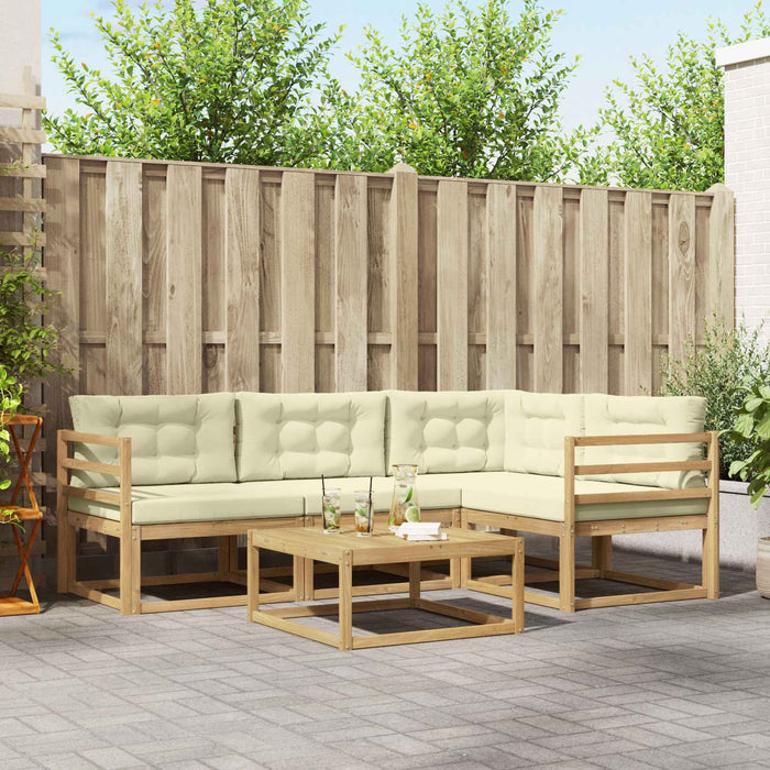 Set de canapele de exterior 5 pcs Alb și crem 79 x 79 x 37 cm WALTI