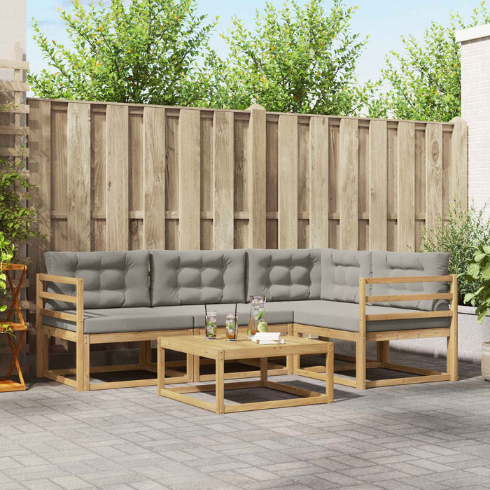 Set de canapele de exterior 5 pcs Alb și gri deschis WALTI
