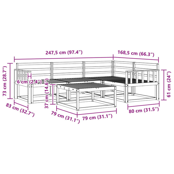 Set de canapele de exterior 5 pcs Alb 79 x 79 x 37 cm WALTI
