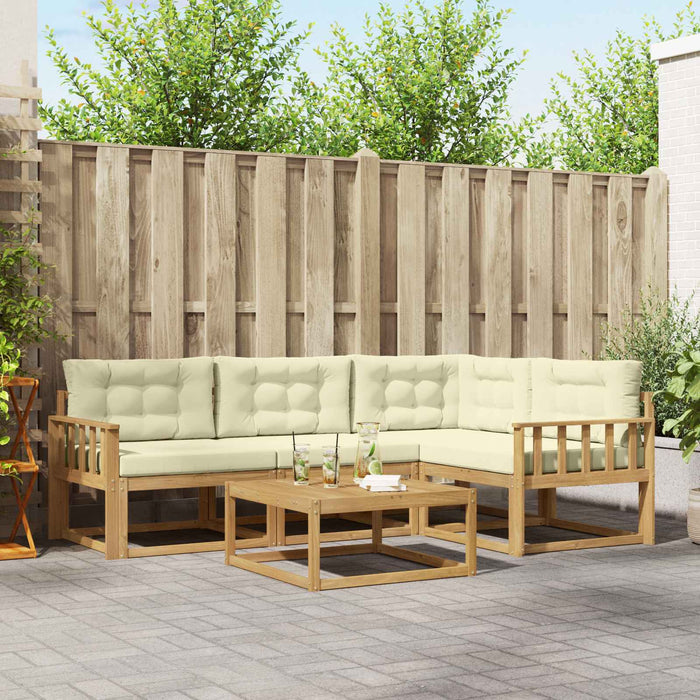 Set de canapele de exterior 5 pcs Alb și crem 79 x 79 x 37 cm WALTI
