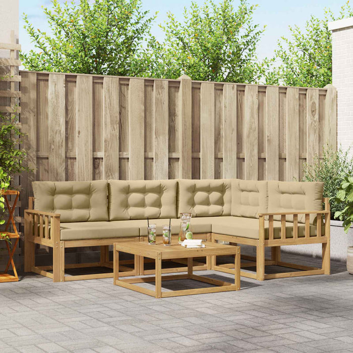 Set de canapele de exterior 5 pcs Alb și Bej 79 x 79 x 37 cm WALTI
