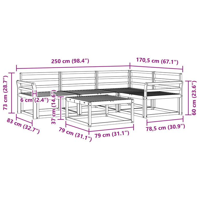 Set de canapele de exterior 5 pcs Alb 79 x 79 x 37 cm WALTI