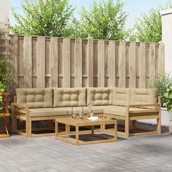 Set de canapele de exterior 5 pcs Alb și Bej 79 x 79 x 37 cm WALTI