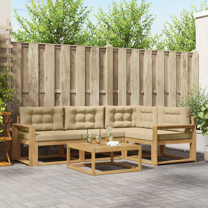 Set de canapele de exterior 5 pcs Alb și Bej 79 x 79 x 37 cm WALTI