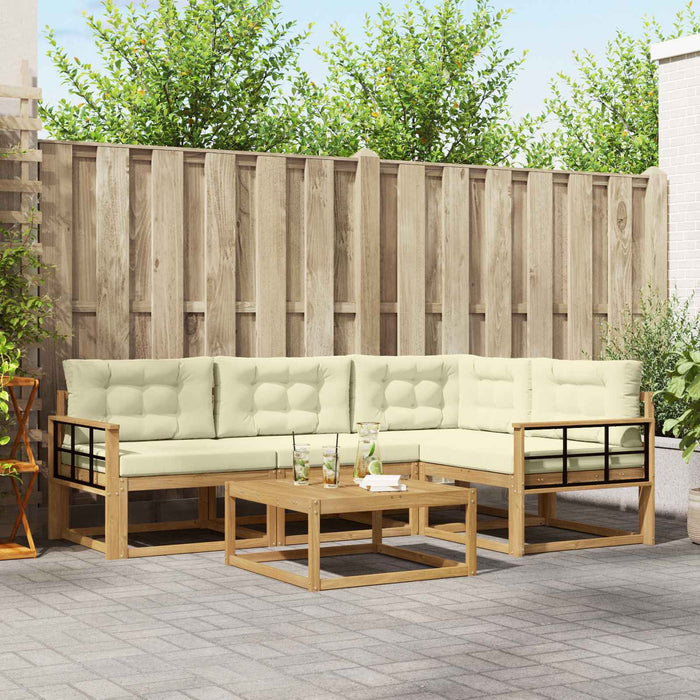 Set de canapele de exterior 5 pcs Alb și crem 79 x 79 x 37 cm WALTI