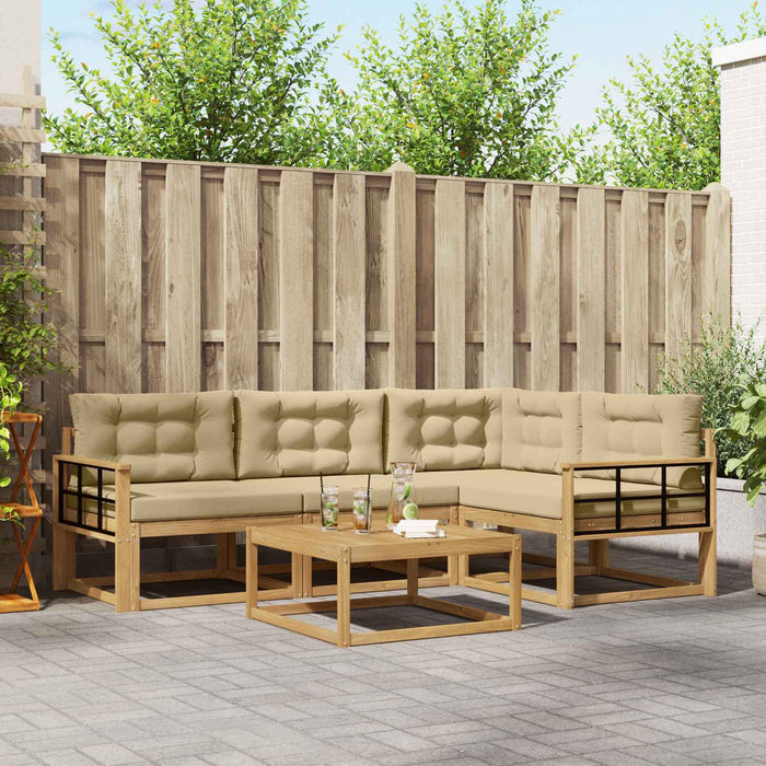Set de canapele de exterior 5 pcs Alb și Bej 79 x 79 x 37 cm WALTI