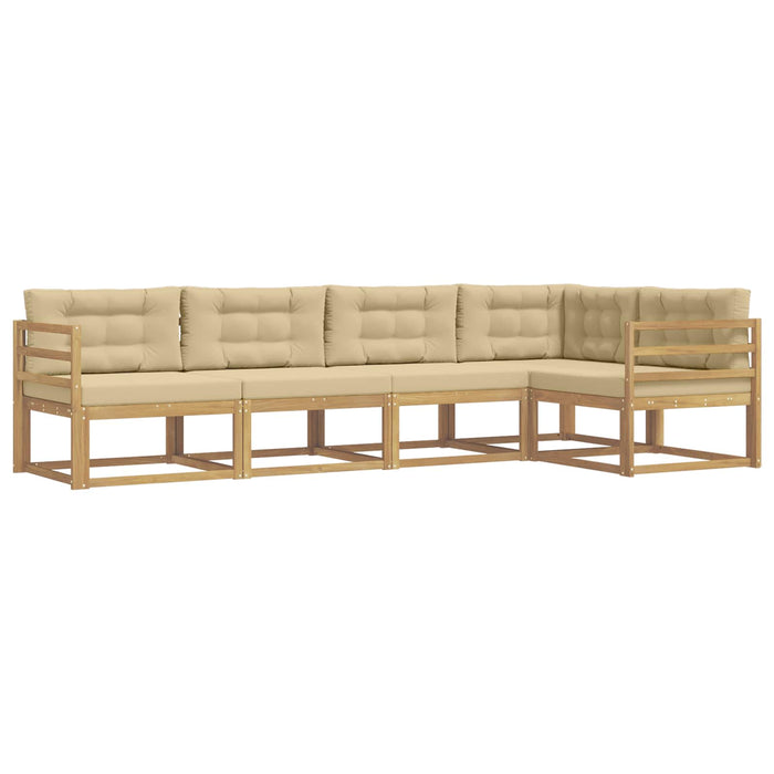 Set de canapele de exterior cu pernă 4 pcs Alb și Bej Poliester WALTI